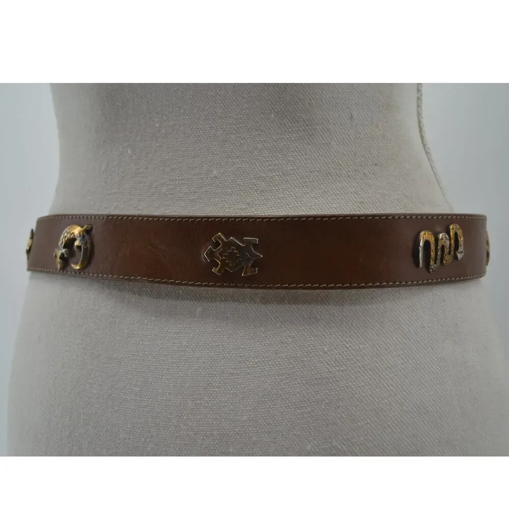 Vintage Silver Creek Southwestern Concho Brown Leather Sz 30